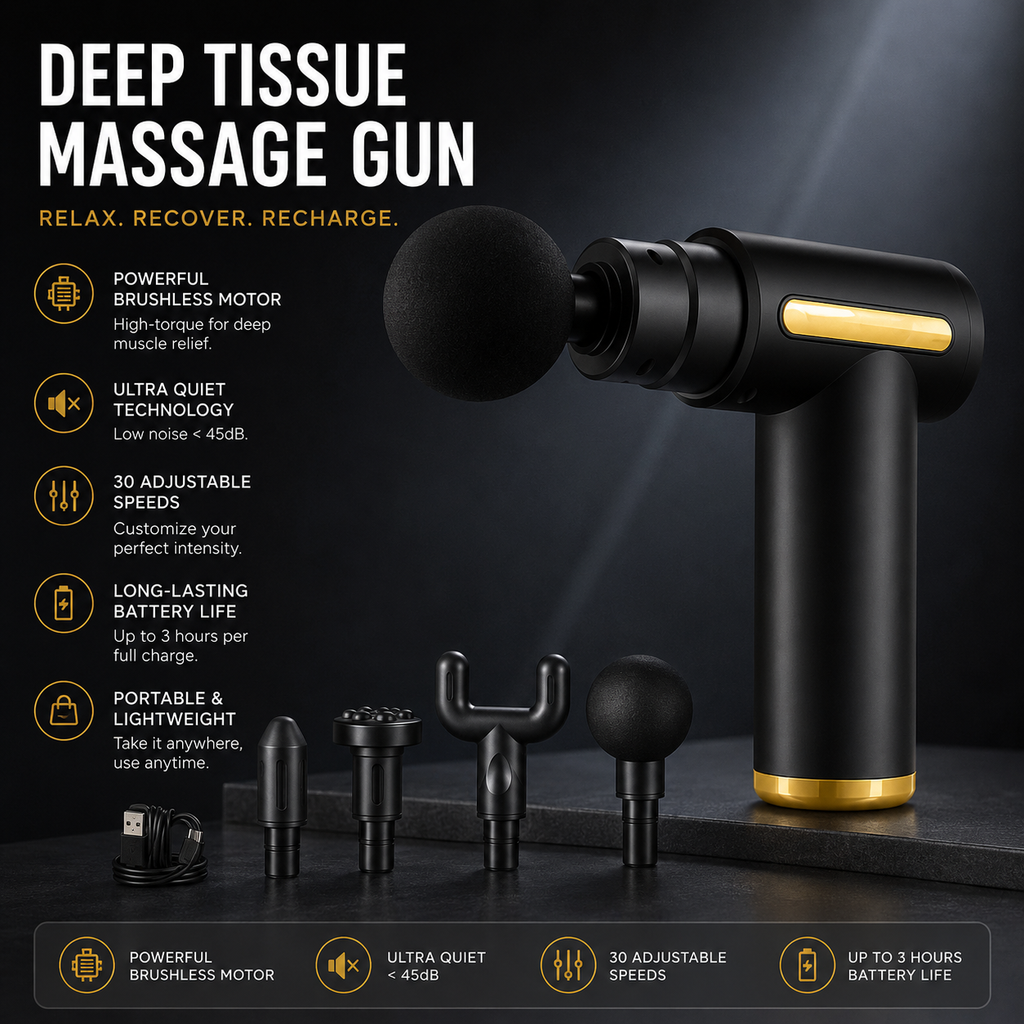 PulseFit Percussion Massage Gun - Deep-Tissue Muscle & Neck Relief (6 Speeds)